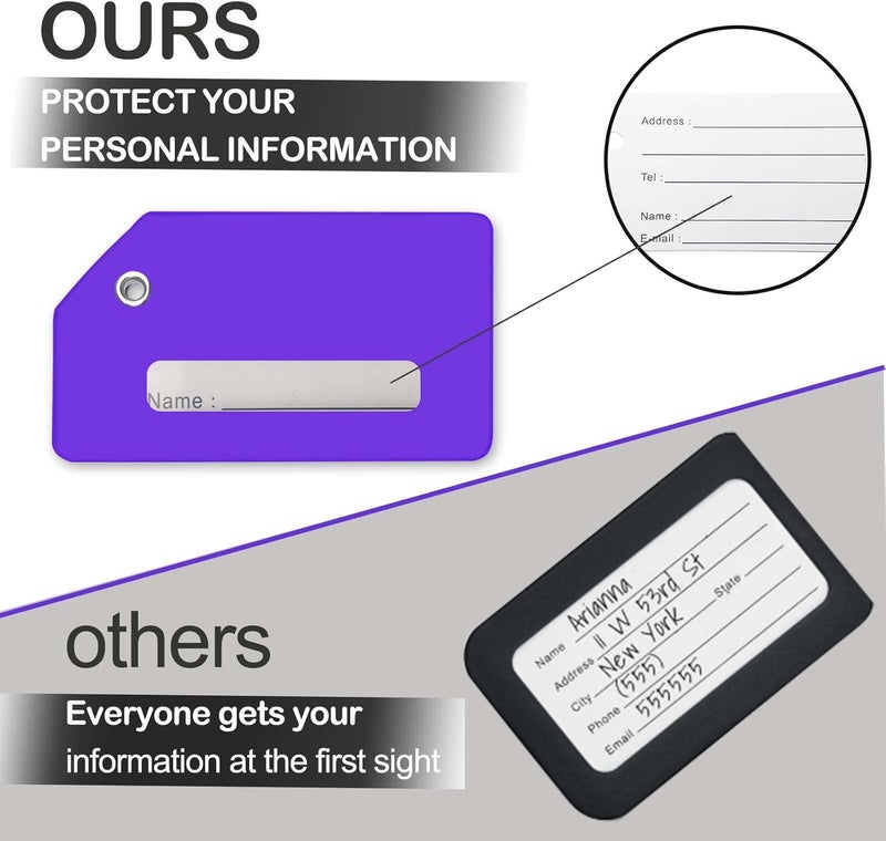 M-sorflly Luggage Tags for Suitcases, Quickly Spot 8Pcs Luggage Identifier Tags, Travel Essentials Accessories Name Tags for Backpacks, Suitcases, Travel Bags, Baggage, Cruise - Flexible Silicone (Purple) - Image 4